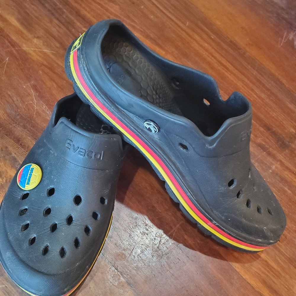 Crocs evacol black rubber shoes,  ladies size 9,